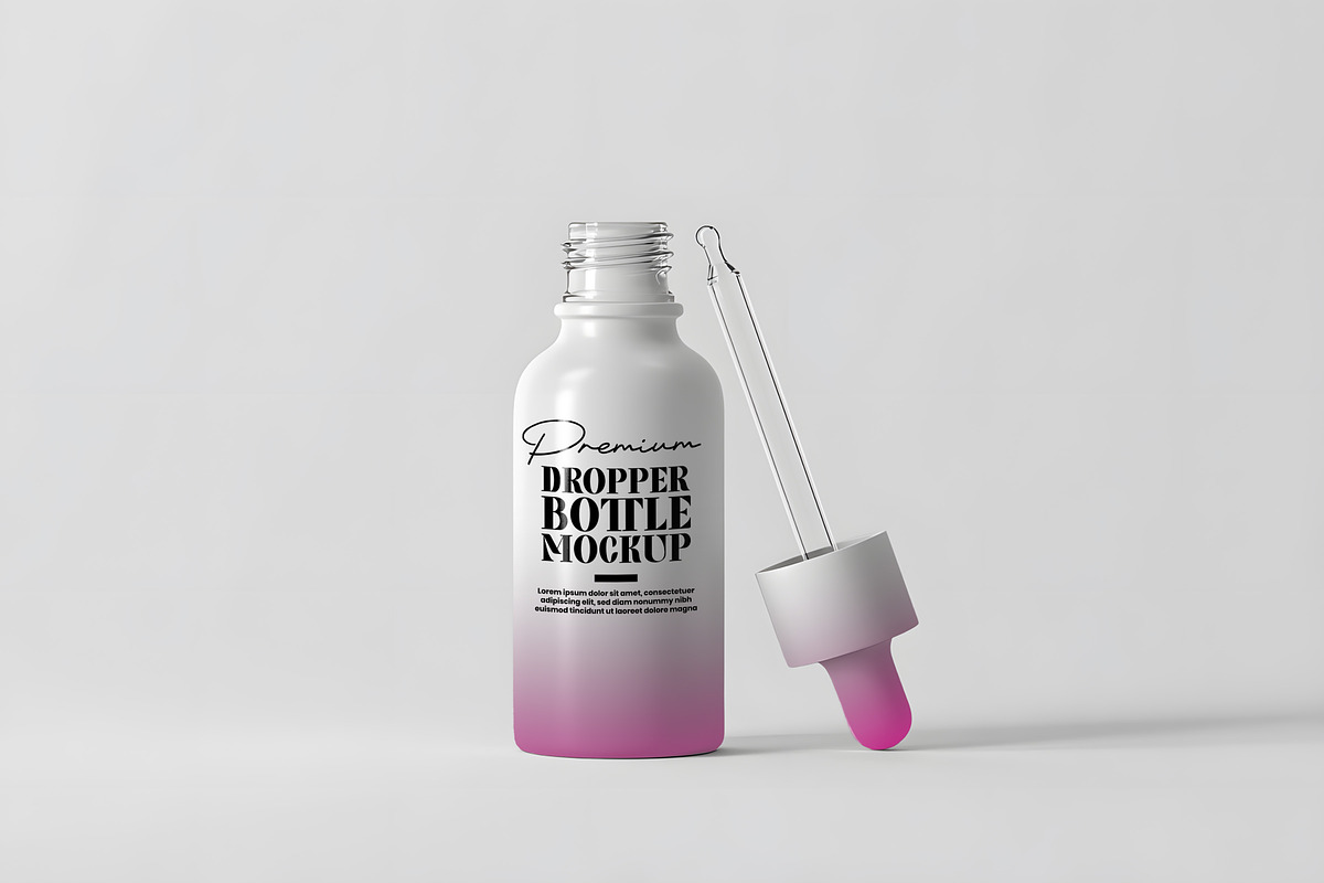 Premium Dropper Bottle Mockup, a Packaging Mockup by GenesisCreativeCo (Photo 1 of 3)