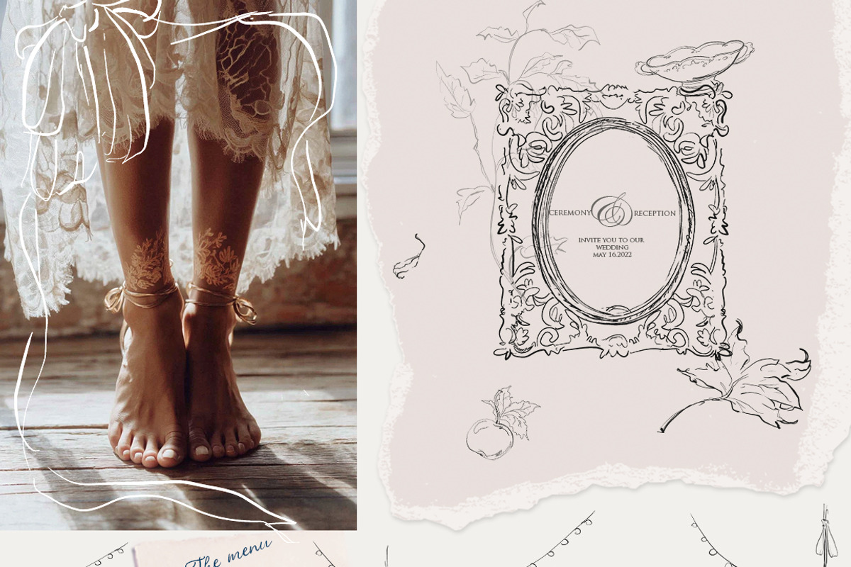 Vintage cottagecore line collection, a Decorative Illustration by 60secondsArt (Photo 9 of 11)