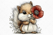 Whimsical Spring Squirrel Clipart, an Illustration by Craft Nest (Thumbnail 11 of 11)