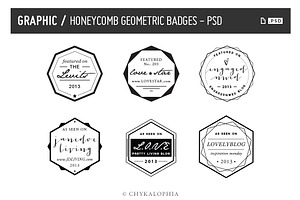 Honeycomb Geometric Badges PSD
