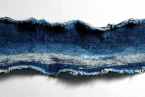 Denim strip with frayed edges, a Photo by Pavel_design