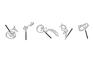 Magic wand icons. Wizard, magician, an Illustration by YummyBuum