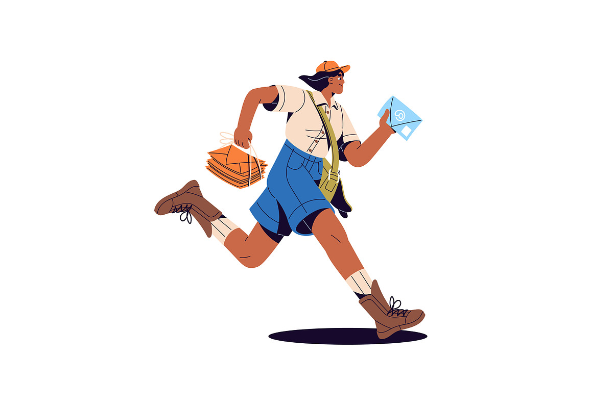Postmen delivering letters, mail set, a Person Illustration by PaperTrident (Photo 5 of 13)