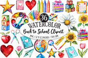 Distressed Back to School Clipart, a Seasonal Illustration by Designking (Thumbnail 1 of 5)
