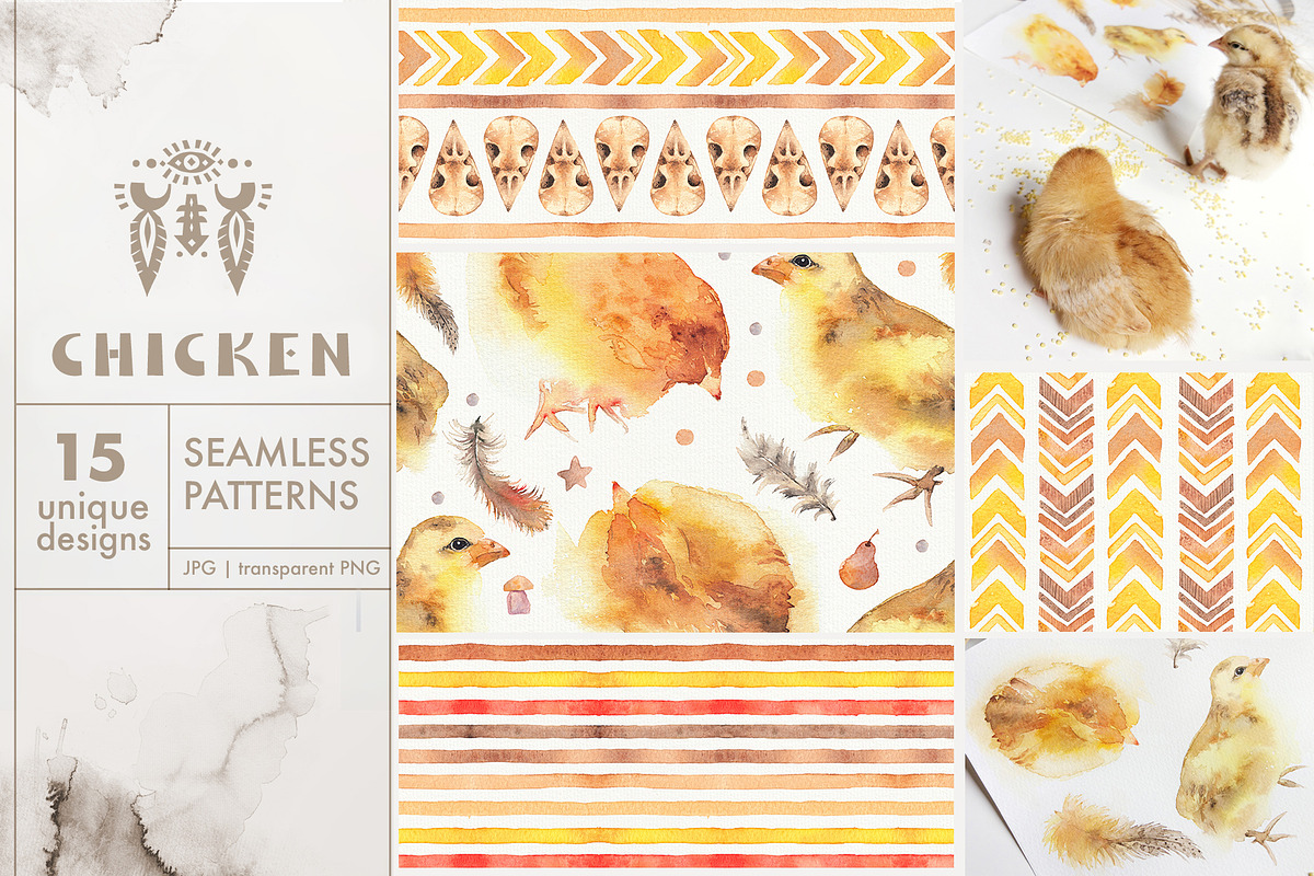 Chicken Seamless Patterns, a Pattern Graphic by Lumitar (Photo 1 of 7)