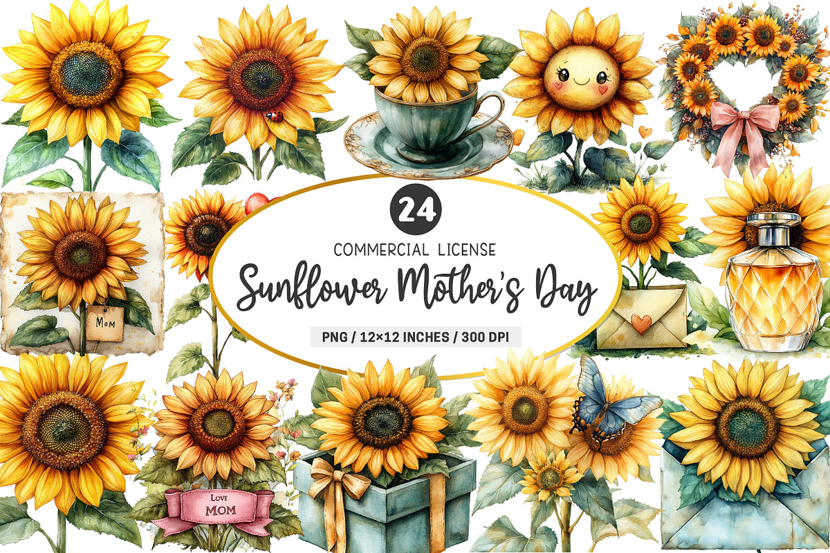 Sunflower Mother’s Day Clipart, an Illustration by SinaCreation (Photo 1 of 5)