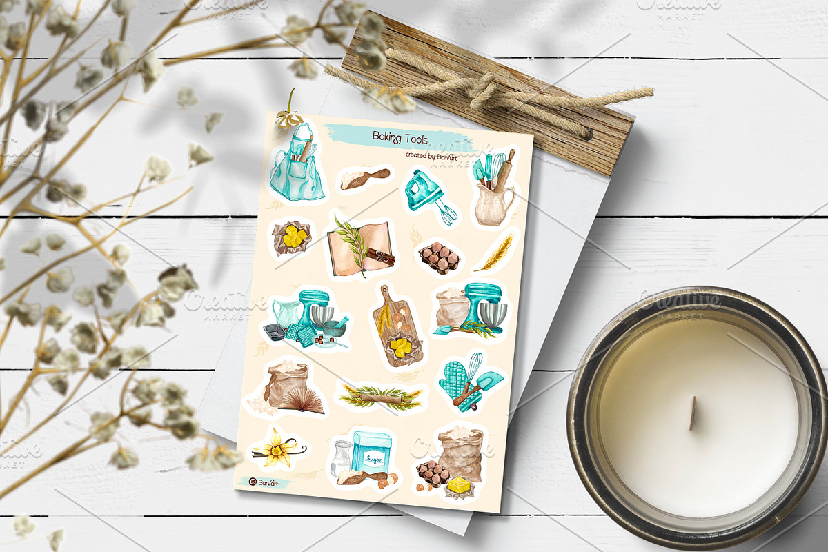 Baking Watercolor Set, a Food Illustration by BarvArt (Photo 6 of 16)