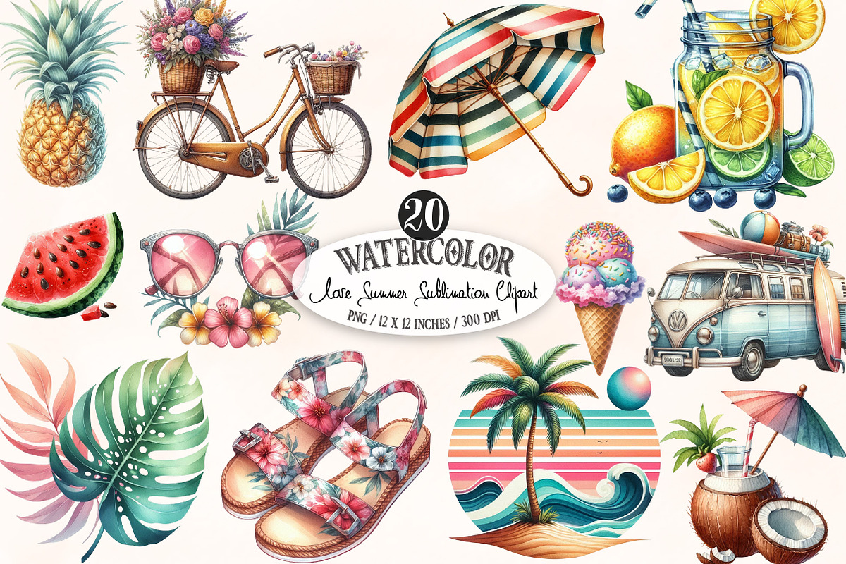 Love Summer Sublimation Bundle, an Illustration by Designking (Photo 1 of 4)