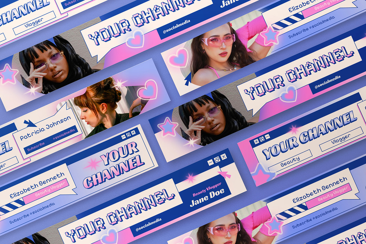 Y2K Beauty Vlogger Youtube Banner, a Social Media Template by graphicook (Photo 3 of 3)