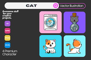 Cute Cat Cartoon Vector Icons, an Animal Illustration by Artstorystudio