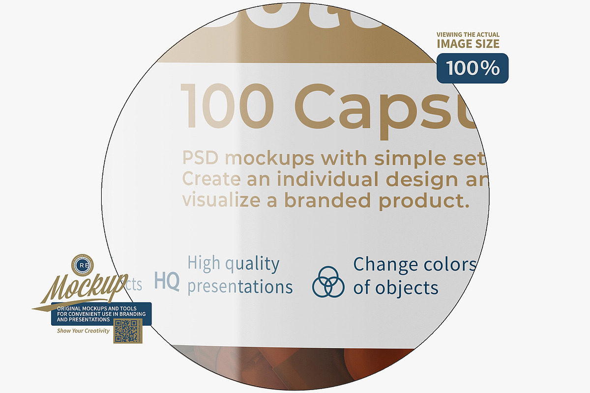 Amber Pills Bottle Mockup, a Packaging Mockup by Reformer Mockup (Photo 4 of 5)