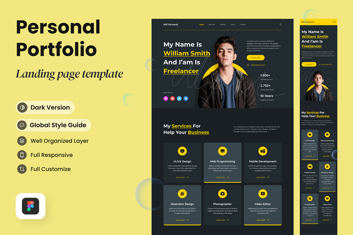 Personal Portfolio Landing page, a Landing Page Template by SLAB! Design