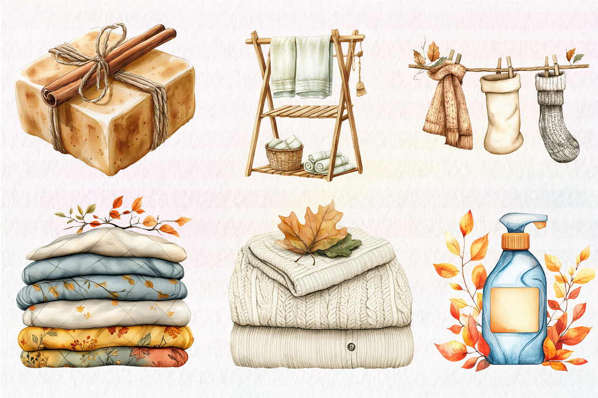 Neutral Autumn Laundry Clipart, an Illustration by CreationArt (Photo 2 of 5)