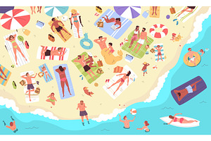 People on beach top view. Crowd, an Object Illustration by Stock-Smart-Start