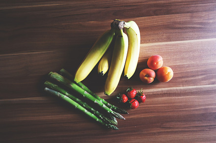Fruits and asparagus
