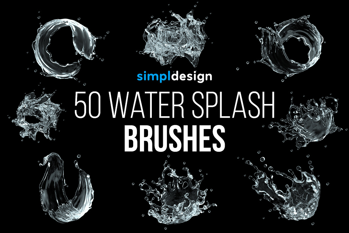 Water Splash Photoshop Brushes, a Brush Add-On by SimplDesign (Photo 1 of 4)