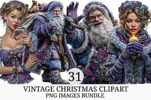 Vintage Christmas Clipart, an Illustration by Craft Nest