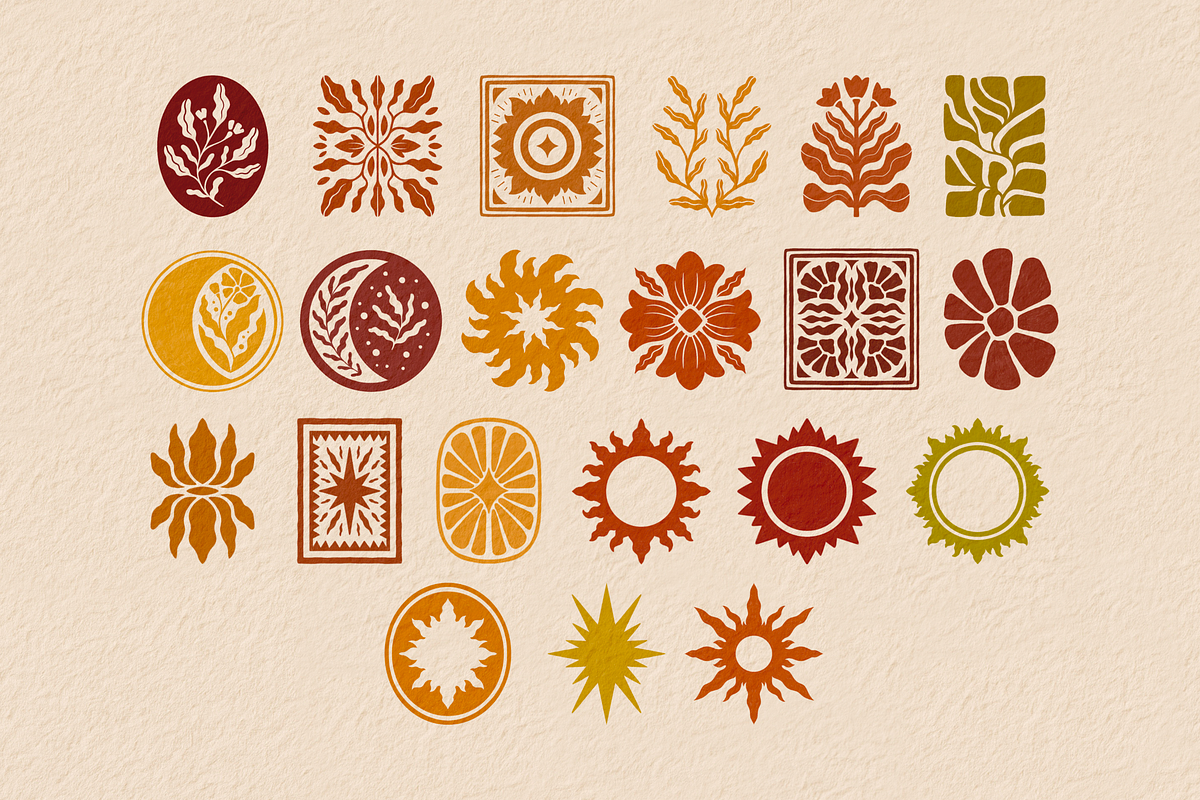 Boho Botanical Suns & Moons, a Pattern Graphic by Moon House Shop (Photo 2 of 5)