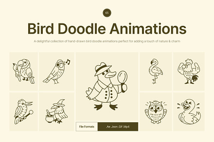 Animated Bird Doodle Art Set