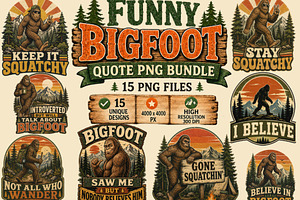 Funny Bigfoot Quote Bundle, a Seasonal Illustration by Tanya Kart