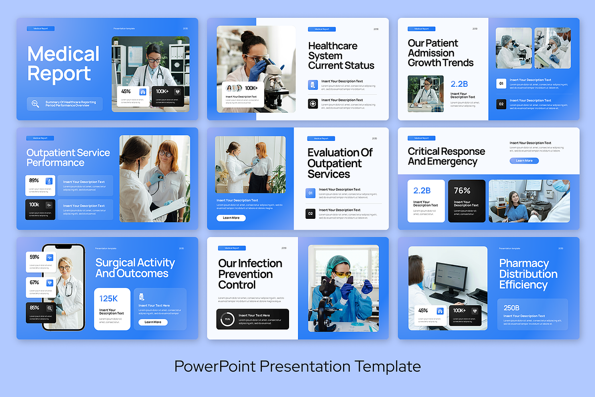 Blue White Medical Report Powerpoint, a Presentation Template by Sixtemp (Photo 2 of 3)