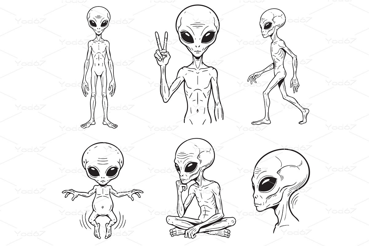 Collection vector of grey alien, a Person Illustration by yod67