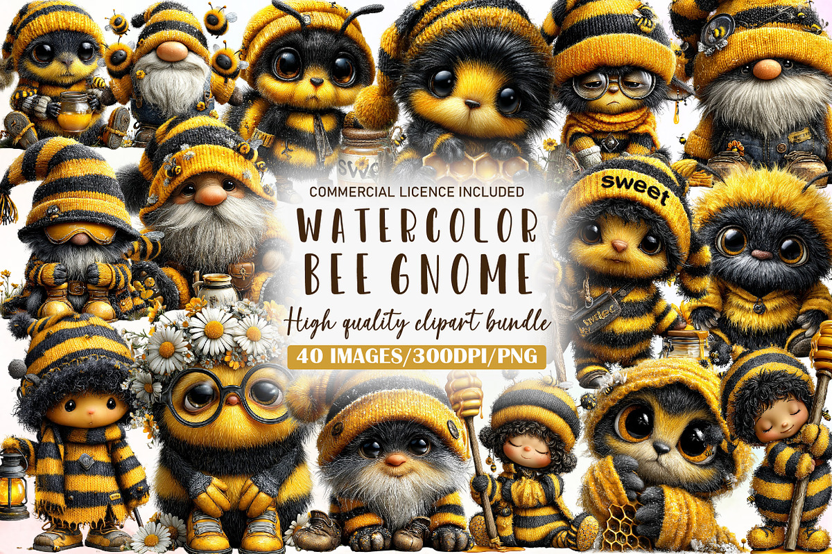 Cute Bee Gnome - Honey Bee Clipart, an Illustration by Sublimation Artist (Photo 1 of 6)