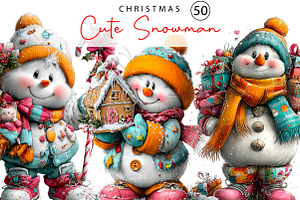 Cute Christmas Snowman Clipart PNG, a Seasonal Illustration by fashionaddict