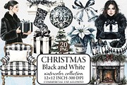 Black and White Christmas Clipart, an Illustration by Libby Wishes (Thumbnail 1 of 7)