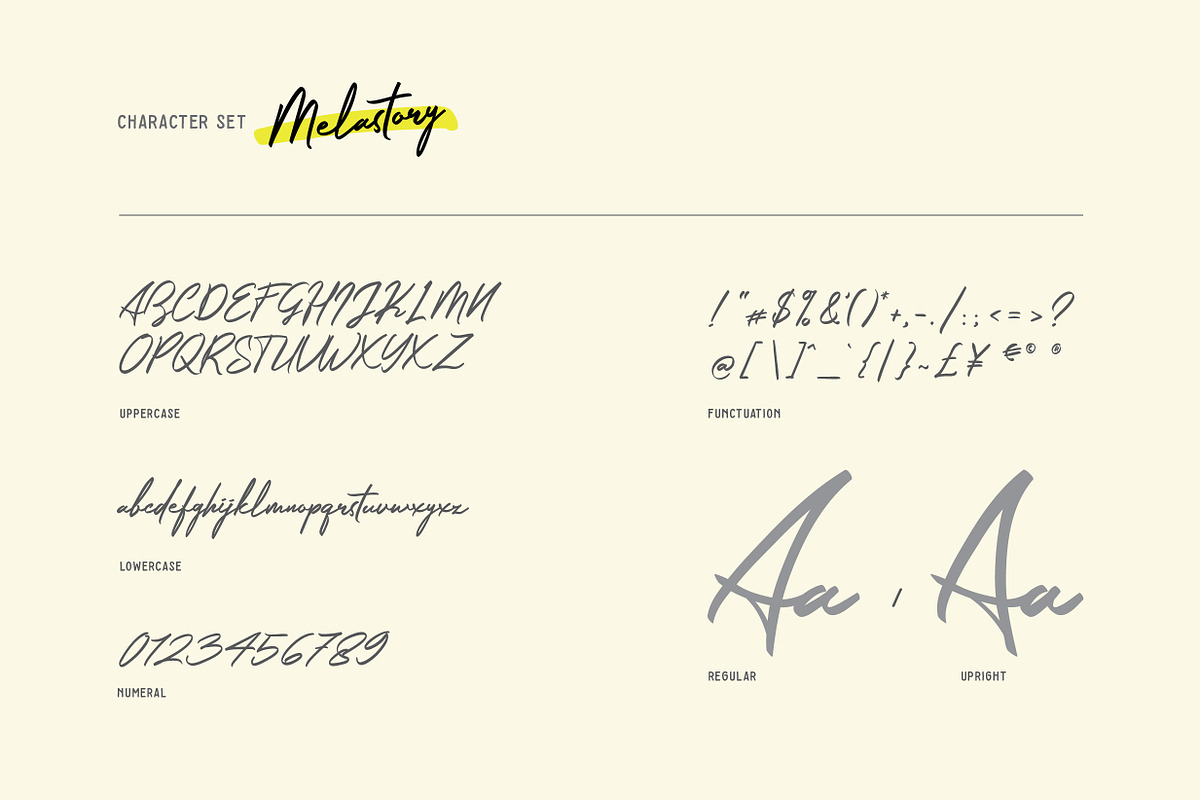 Melastory - modern signature font preview 3