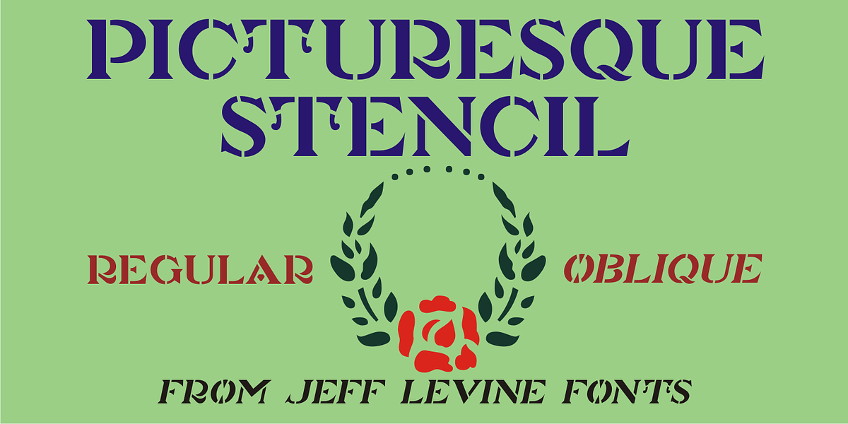Picturesque Stencil JNL, a Serif Font by Jeff Levine Fonts