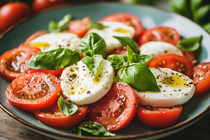 Caprese salad with summer tomatoes, a Food & Drink Photo by MistyDay