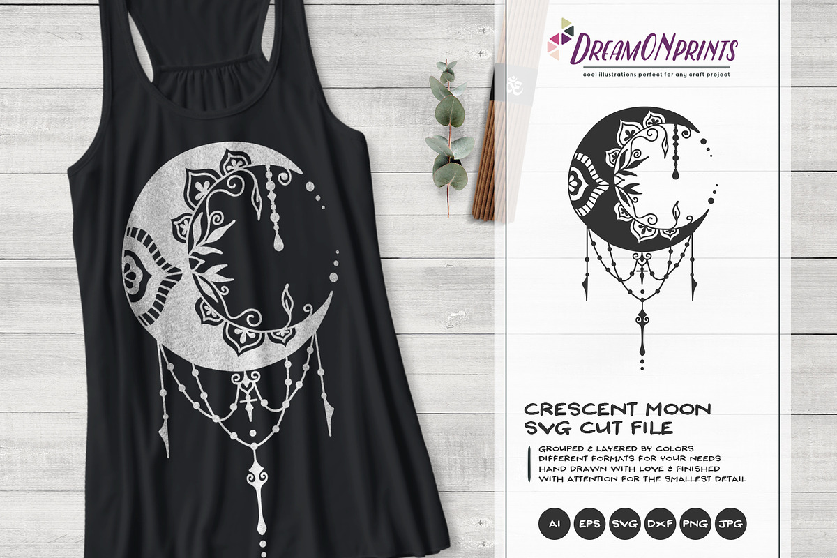 Crescent Moon SVG | Halloween SVG, an Illustration by DreamONprints (Photo 1 of 2)