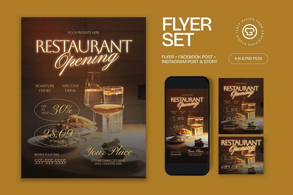 Restaurant Opening Flyer, a Flyer Template by graphicook (Photo 1 of 3)