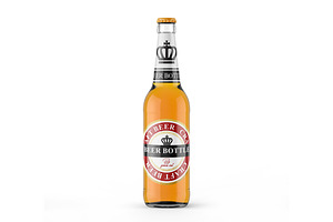 Clear Glass Lager Beer Bottle Mockup