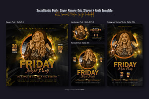 Friday Night Party Glamour Flyer, a Social Media Template by Creative_View