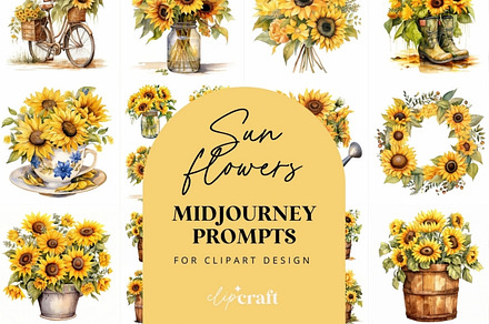 Sunflower Clipart Midjourney Prompt, a Decorative Illustration by ClipCraft