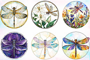 Dragonfly Stained Glass Clipart, an Illustration by Canvas Craft (Thumbnail 2 of 5)