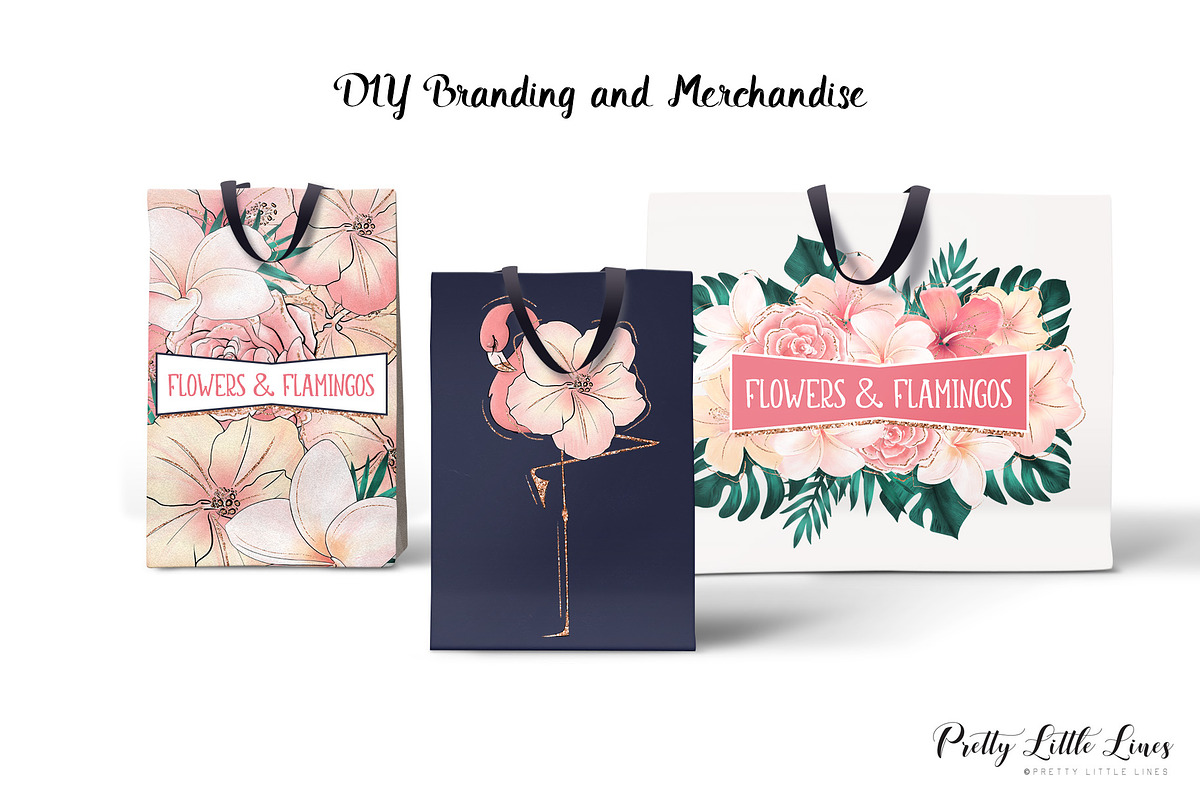 Tropical Flowers & Flamingos ClipArt, an Illustration by Pretty Little Lines (Photo 10 of 15)