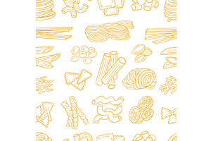 Doodle pasta pattern. Traditional, a Food Illustration by Valerie Bodnar