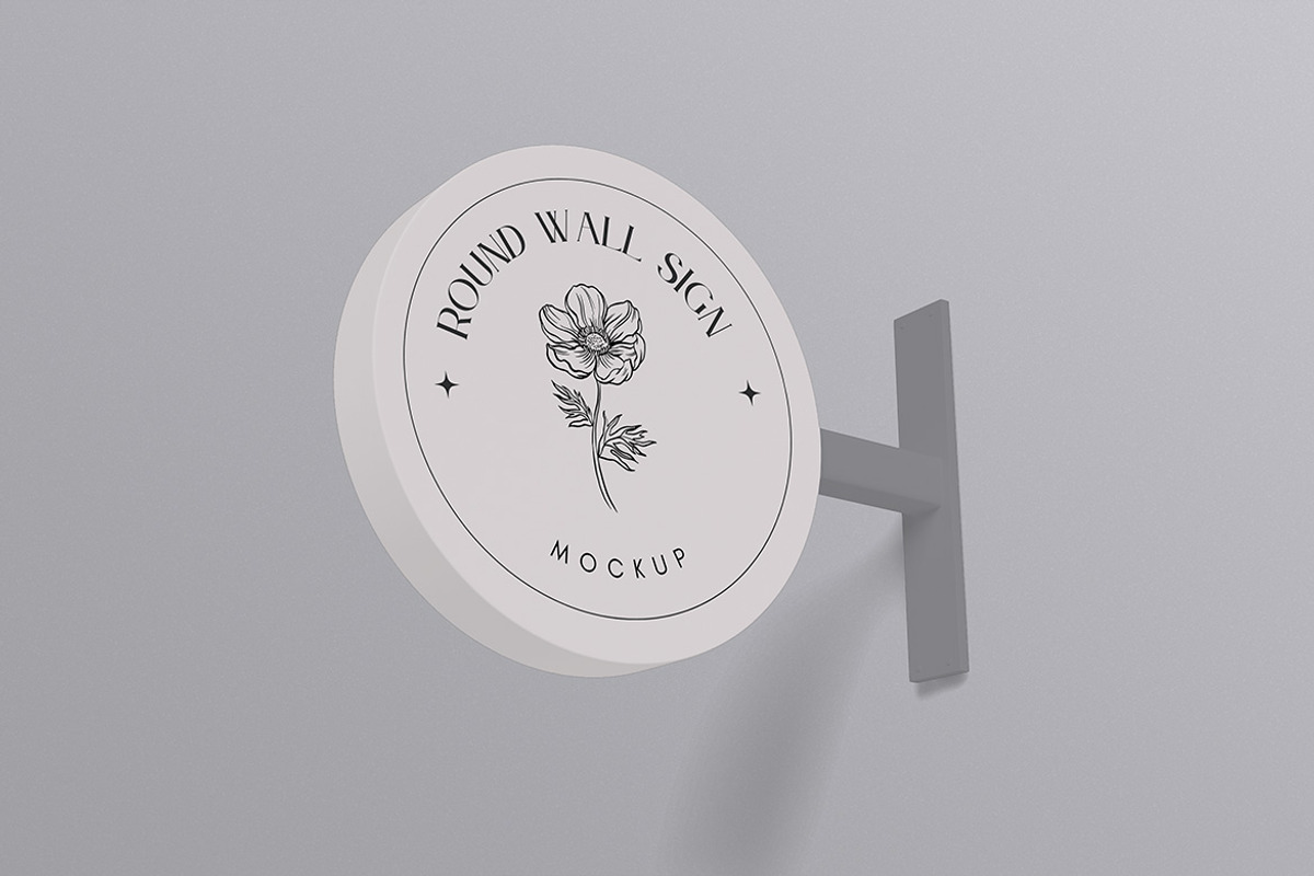 Round Wall Sign Mockup, an Advertising Mockup by xavier_studio (Photo 4 of 5)