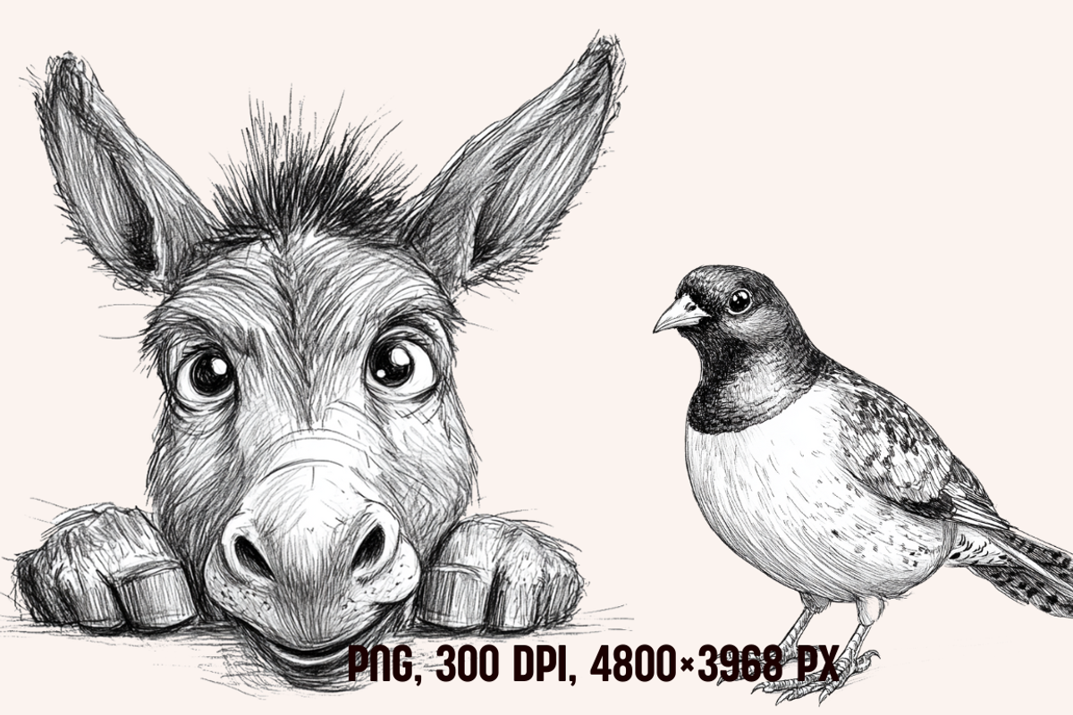 Farm Animals Pencil Sketches, an Animal Illustration by PrintHaven Designs (Photo 7 of 10)