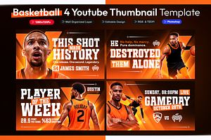 Basketball YouTube Thumbnail Pack, a Social Media Template by OnurDemircan