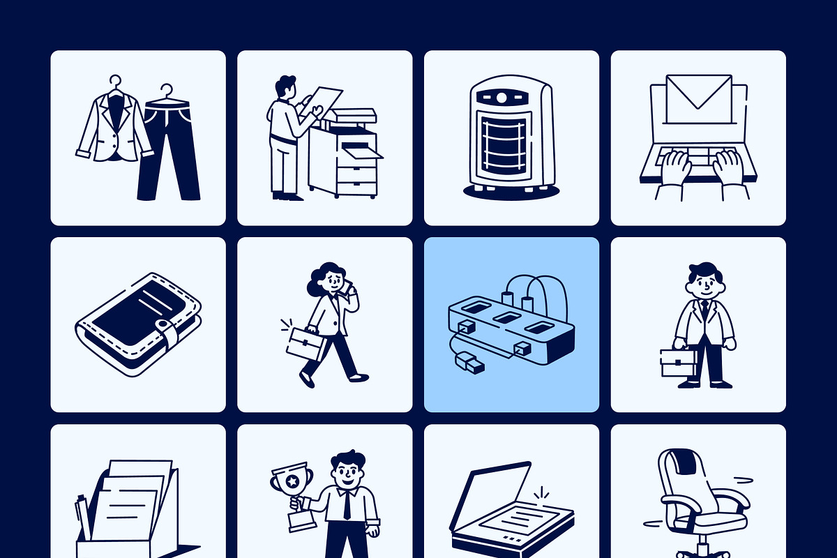 Office Work Drawing Art Set, an Outline Icon by Vectors Market (Photo 7 of 9)