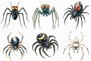 Watercolor Halloween Spider Clipart, an Illustration by Craft Nest (Thumbnail 2 of 6)