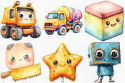 Kawaii Construction Clipart, an Illustration by Canvas Craft (Thumbnail 2 of 8)