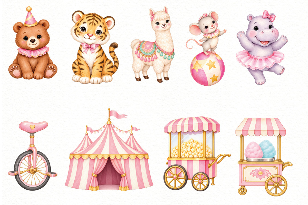 Watercolor Circus Animals, an Animal Illustration by Villa 11 Estudio (Photo 4 of 8)
