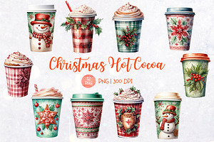 Christmas Hot Cocoa Watercolor PNG