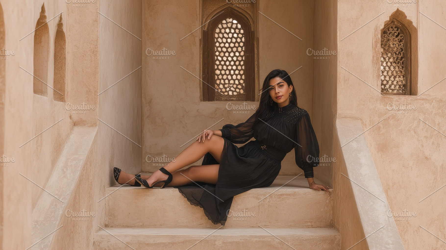 Woman sitting in a historic building, a Photo by Beautiful things