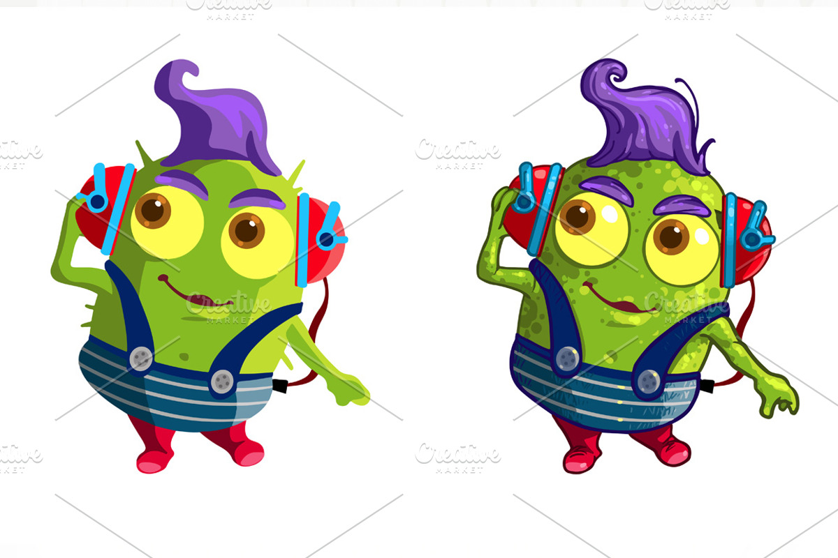Green vector cartoon character., an Illustration by AntonyChernianu